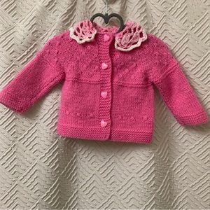 Handmade girls wool cardigan size 9M